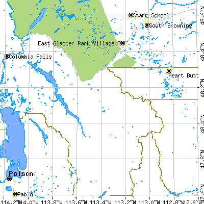 Zip code 59916 close-up map