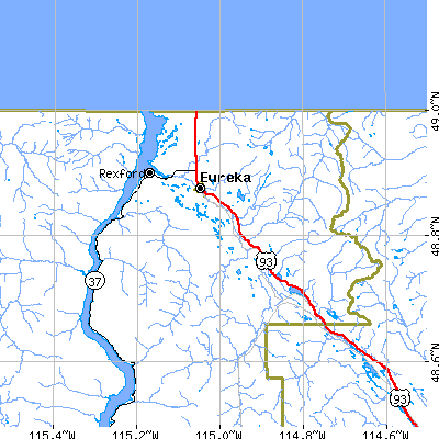Zip code 59917 close-up map