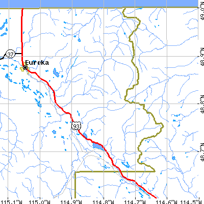 Zip code 59918 close-up map