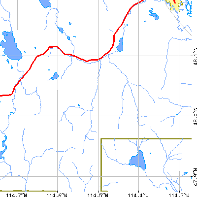 Zip code 59920 close-up map