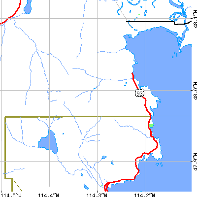 Zip code 59922 close-up map
