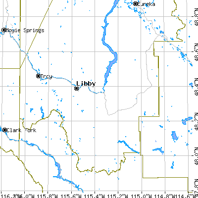 Zip code 59923 close-up map