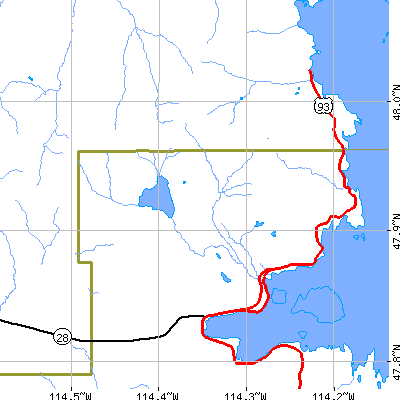 Zip code 59929 close-up map