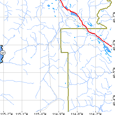 Zip code 59934 close-up map
