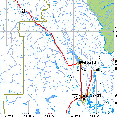 Zip code 59937 close-up map