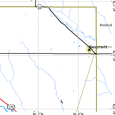 Zip code 68004 close-up map