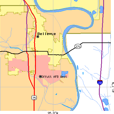 Zip code 68005 close-up map