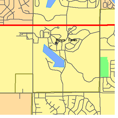 Zip code 68010 close-up map