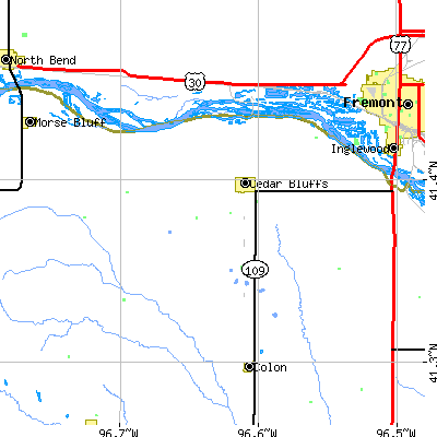 Zip code 68015 close-up map