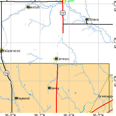Zip code 68017 close-up map