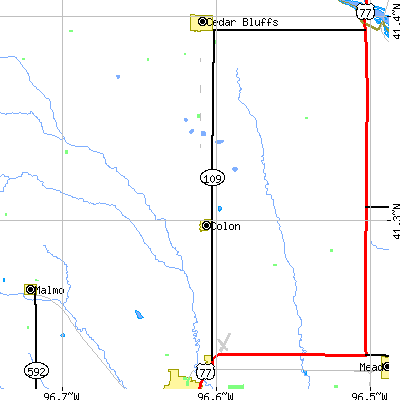Zip code 68018 close-up map