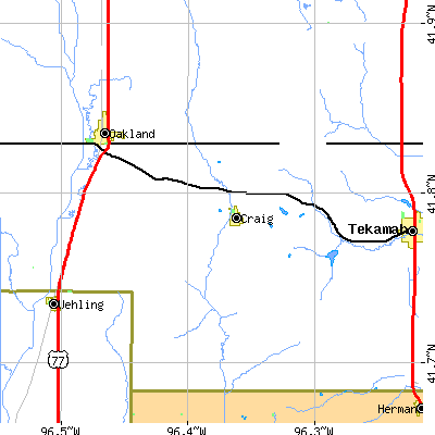 Zip code 68019 close-up map