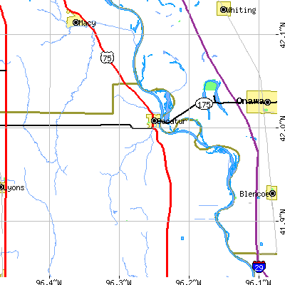 Zip code 68020 close-up map