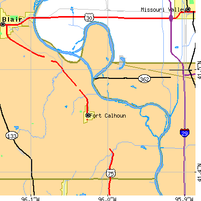 Zip code 68023 close-up map