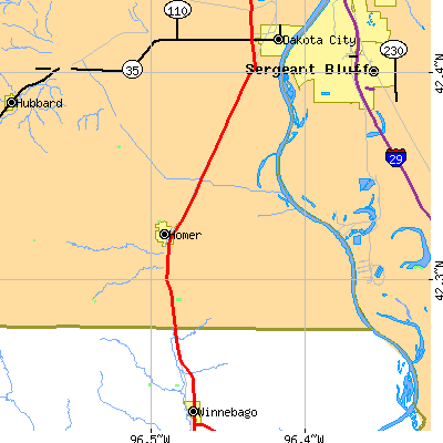 Zip code 68030 close-up map