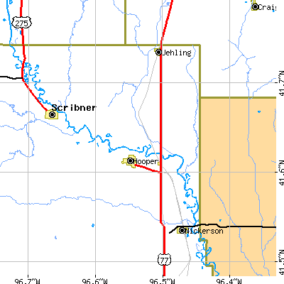 Zip code 68031 close-up map