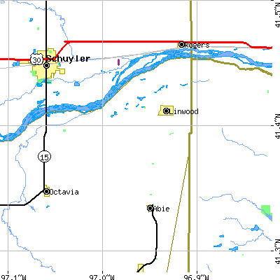 Zip code 68036 close-up map