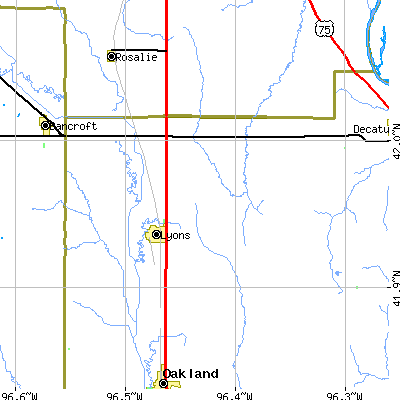 Zip code 68038 close-up map
