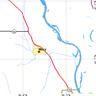 Zip code 68039 close-up map