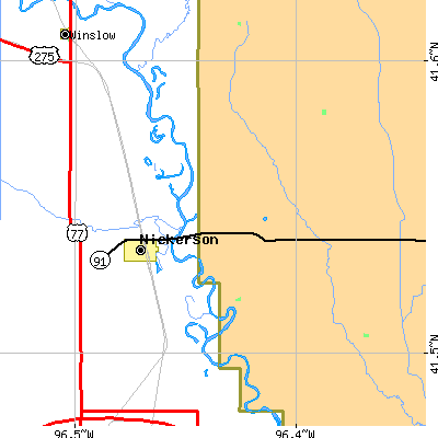 Zip code 68044 close-up map