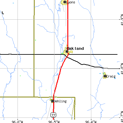 Zip code 68045 close-up map