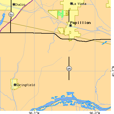 Zip code 68046 close-up map