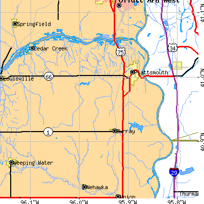 Zip code 68048 close-up map