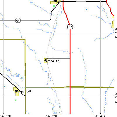 Zip code 68055 close-up map