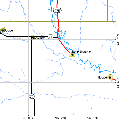Zip code 68057 close-up map