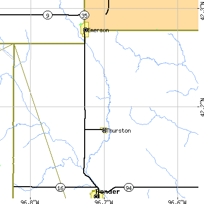 Zip code 68062 close-up map
