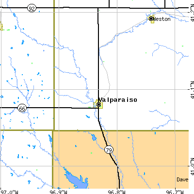 Zip code 68065 close-up map