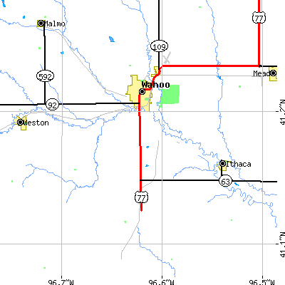 Zip code 68066 close-up map