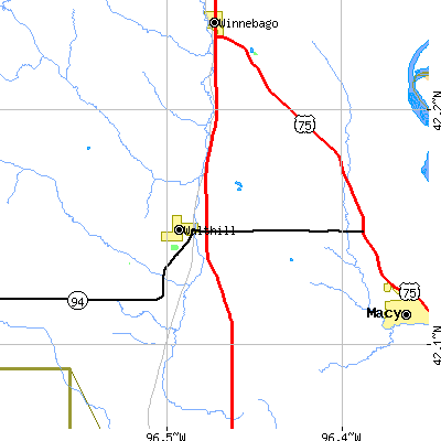 Zip code 68067 close-up map