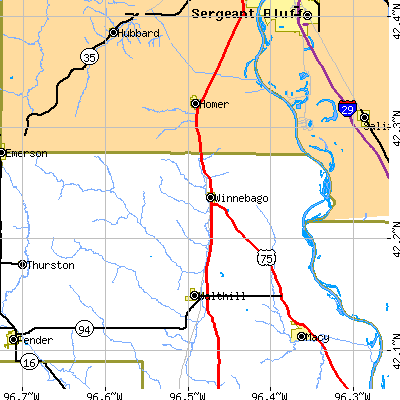 Zip code 68071 close-up map