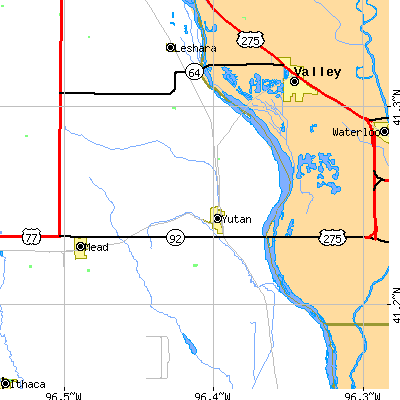 Zip code 68073 close-up map