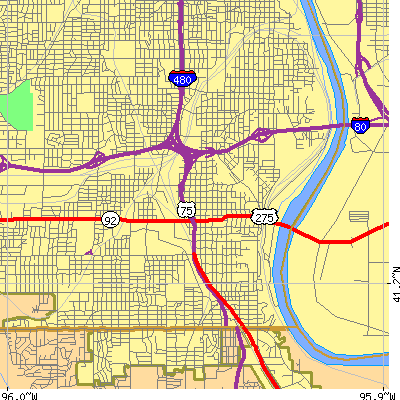 Zip code 68107 close-up map