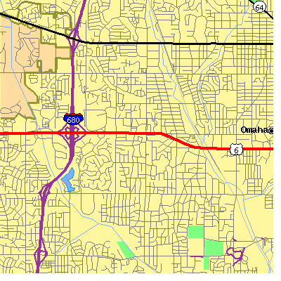 Zip code 68114 close-up map