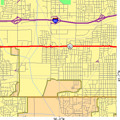 Zip code 68117 close-up map