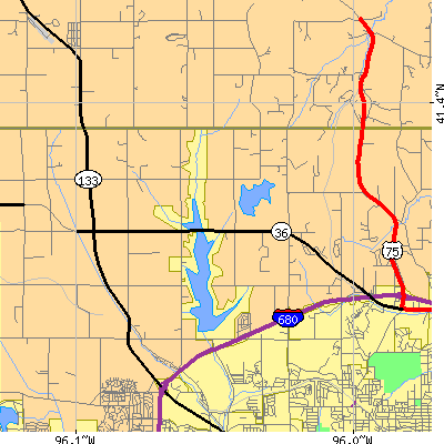 Zip code 68122 close-up map