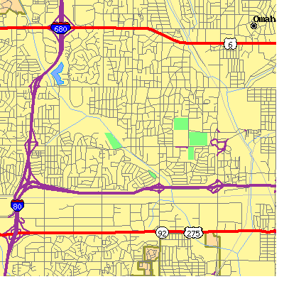 Zip code 68124 close-up map