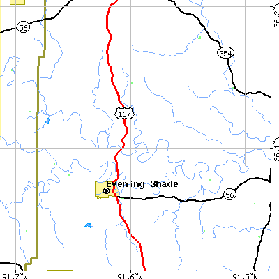 Zip code 72532 close-up map