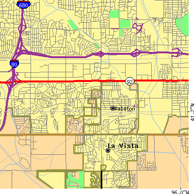 Zip code 68127 close-up map