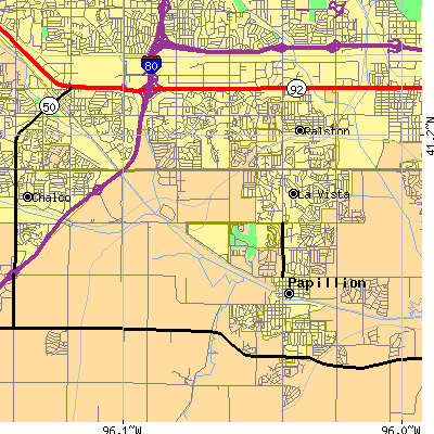 Zip code 68128 close-up map