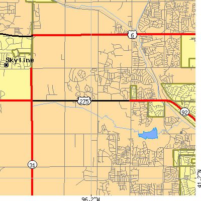 Zip code 68130 close-up map