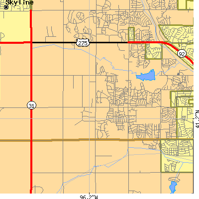 Zip code 68135 close-up map
