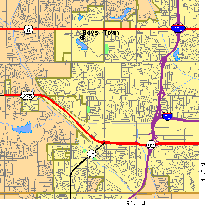 Zip code 68144 close-up map