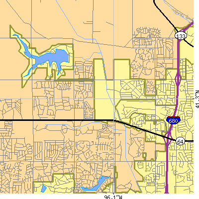 Zip code 68164 close-up map