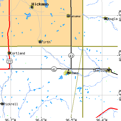 Zip code 68301 close-up map
