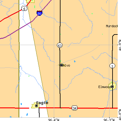 Zip code 68304 close-up map
