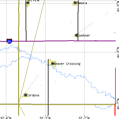 Zip code 68313 close-up map